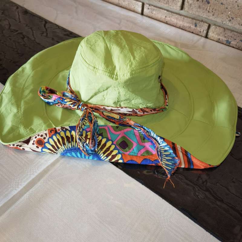 Double Sided Wide Brim Sunhat  Lime Green