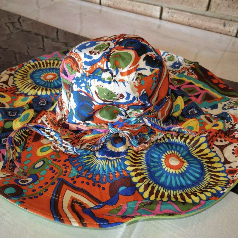 Double Sided Wide Brim Sunhat Orange Red