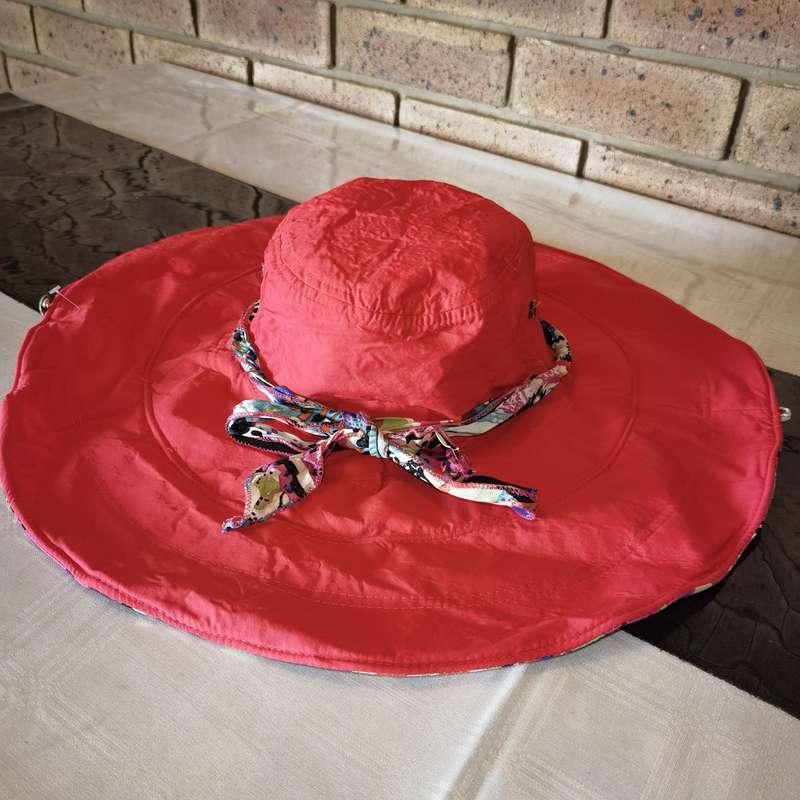 Double Sided Wide Brim Sunhat Orange Red
