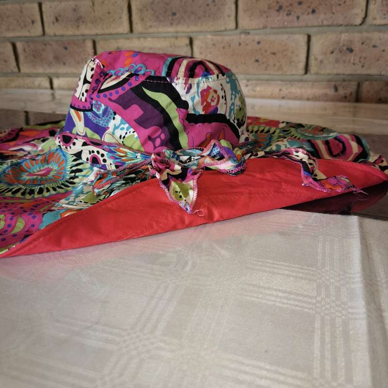Double Sided Wide Brim Sunhat Orange Red