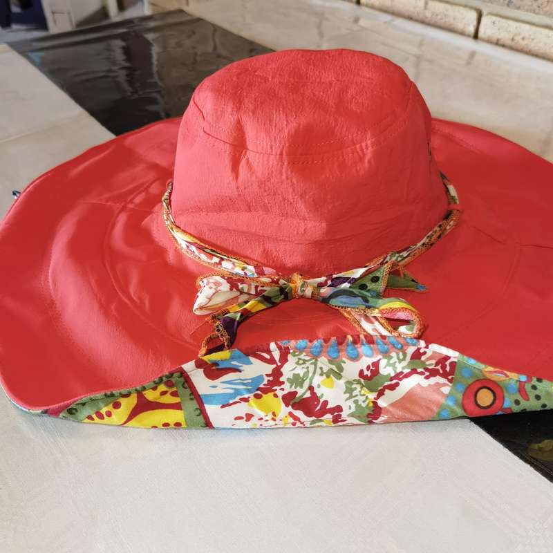 Double Sided Wide Brim Sunhat Red