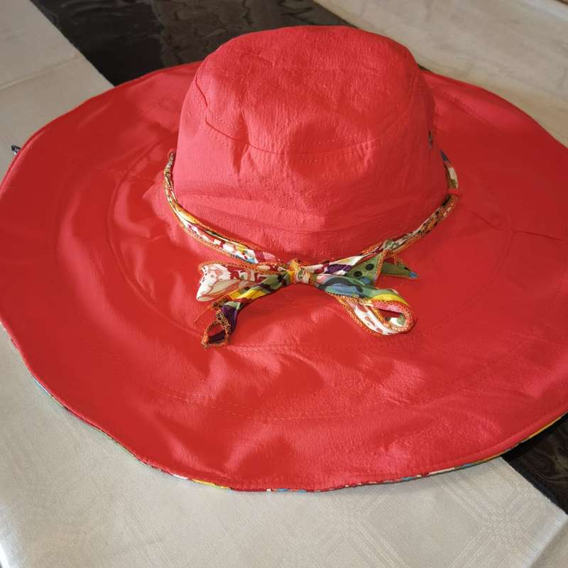 Double Sided Wide Brim Sunhat Red