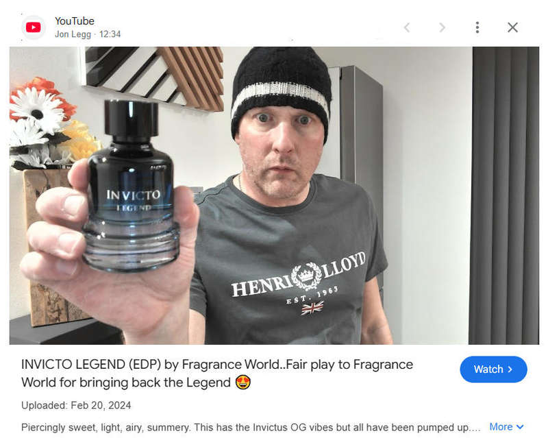 INVICTO Legend by Fragrance World  The Ultimate Legend in a Bottle for Him - 100ml Eau De Parfum