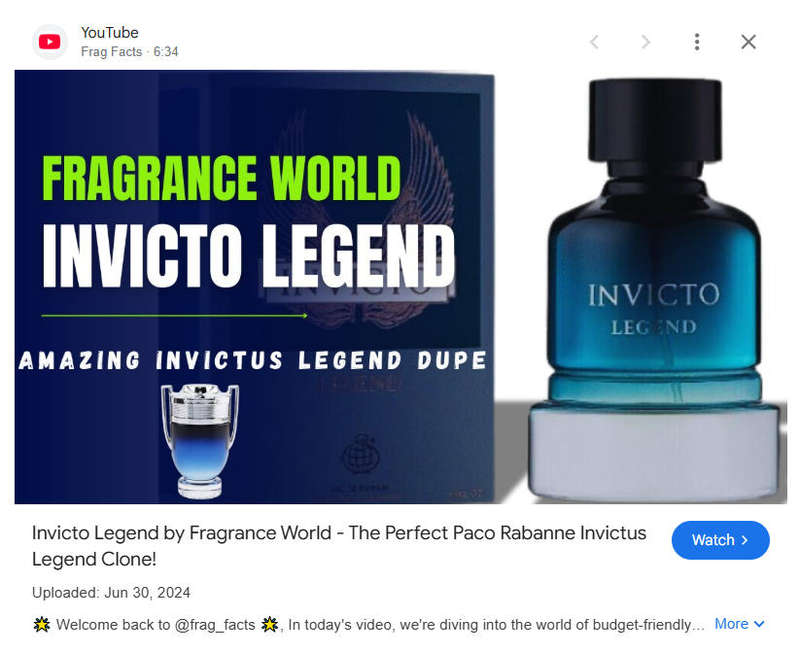 INVICTO Legend by Fragrance World  The Ultimate Legend in a Bottle for Him - 100ml Eau De Parfum