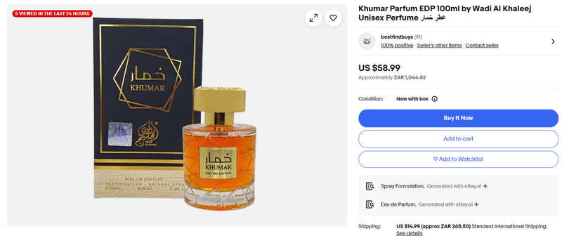 KHUMAR by Wadi Al Khaleej  Eau de Parfum  100ml A Viral Fragrance Thats Shaking the Perfume World