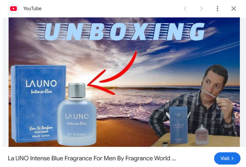 LA UNO Intense Blue Eau De Parfum 100ml  For Men by Fragrance World
