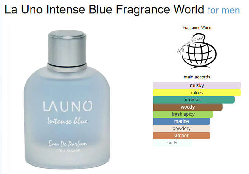 LA UNO Intense Blue Eau De Parfum 100ml  For Men by Fragrance World