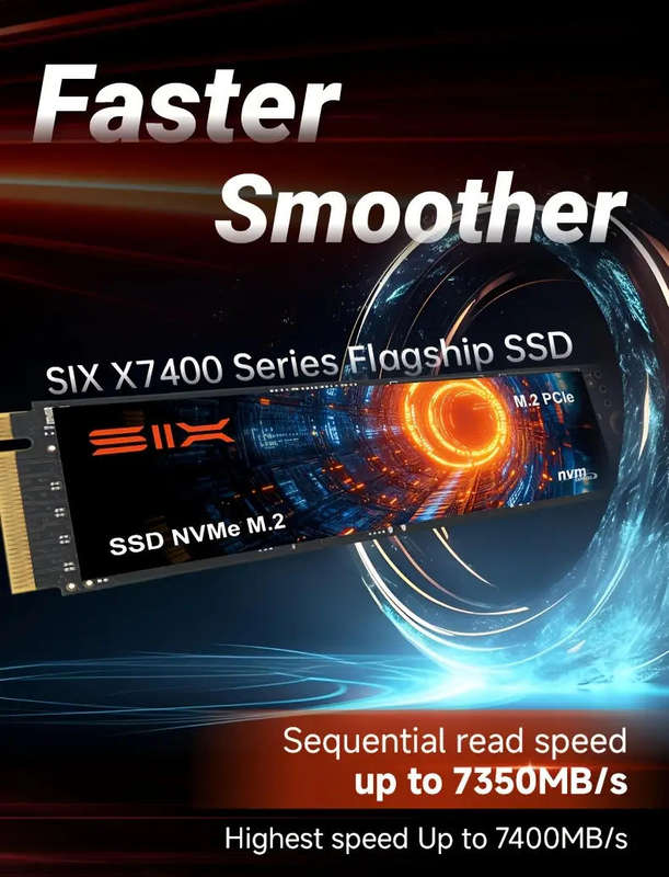 SIX 1TB SSD & Heatsink - PCIe 4.0 NVMe M.2 SSD 7000MB/s - PS5 & PC