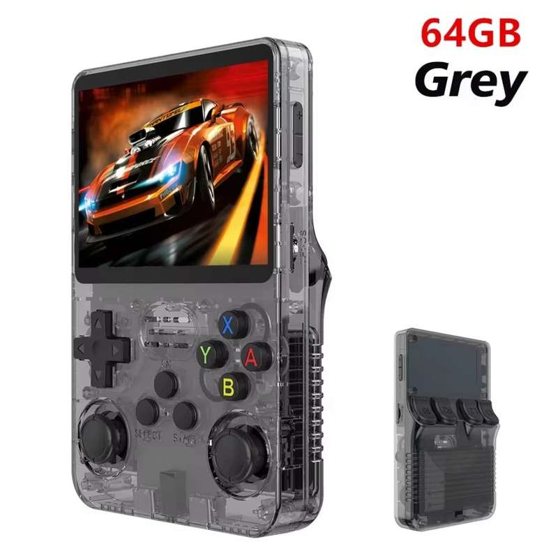 R36S Retro Handheld Video Game Console - Grey/Black