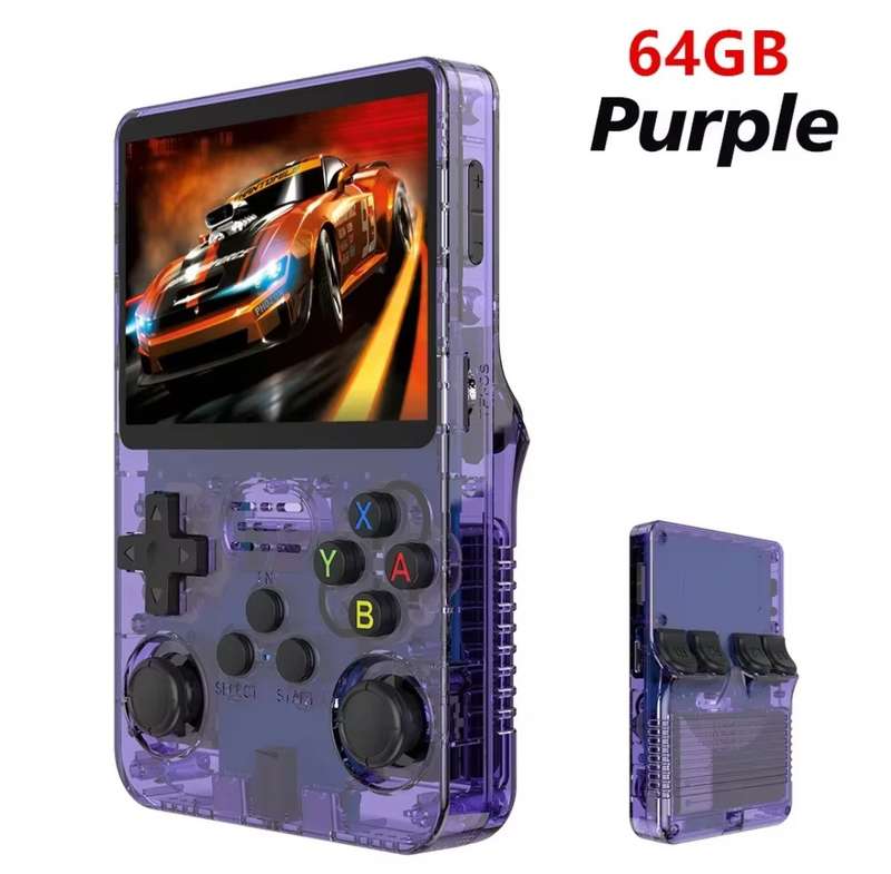 R36S Retro Handheld Video Game Console - 64GB Purple