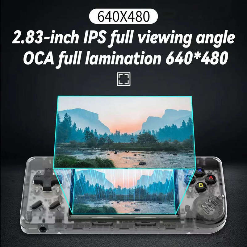 Anbernic RG28XX Portable Retro Handheld Game Console 64GB Black Transparent