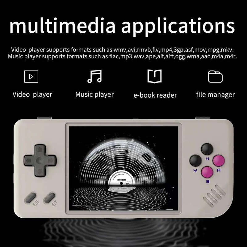 Anbernic RG28XX Portable Retro Handheld Game Console 64GB Black Transparent