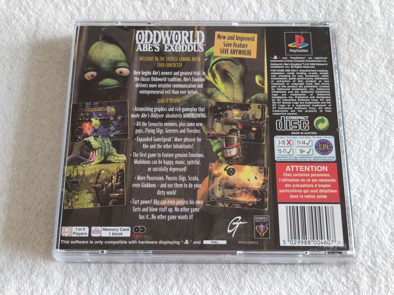 Oddworld: Abe's Exoddus - PS1 / Playstation One Game (PAL)