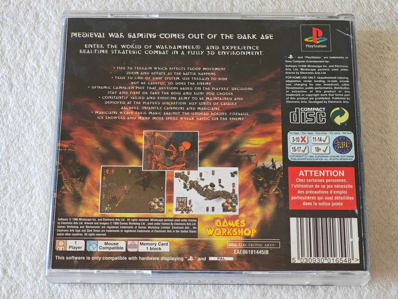 Warhammer Dark Omen - PS1 / Playstation One Game (PAL)