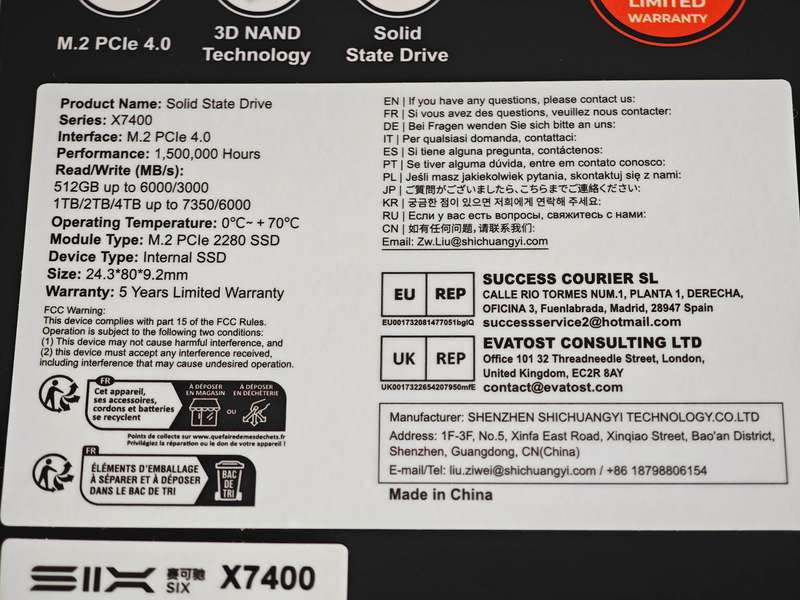 SIX 1TB SSD & Heatsink - PCIe 4.0 NVMe M.2 SSD 7000MB/s - PS5 & PC