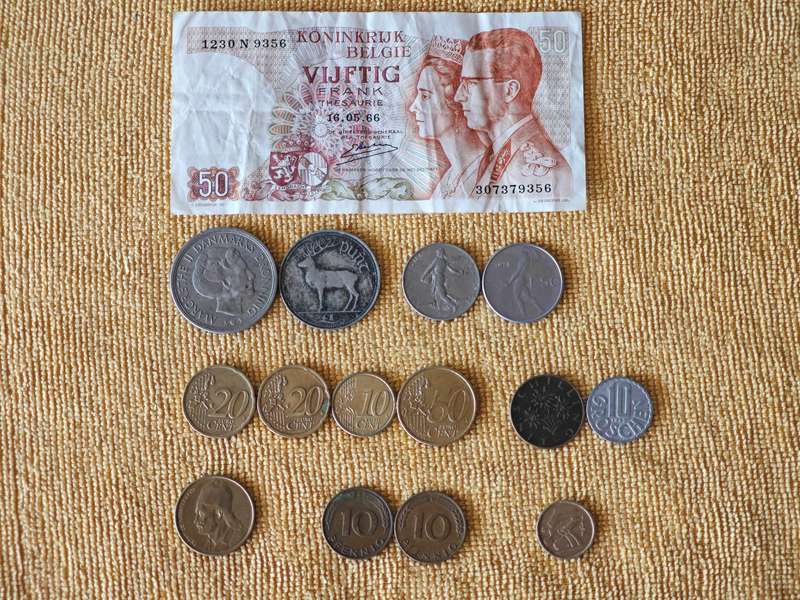 European Coins + Banknote (14 coins, 1 banknote)