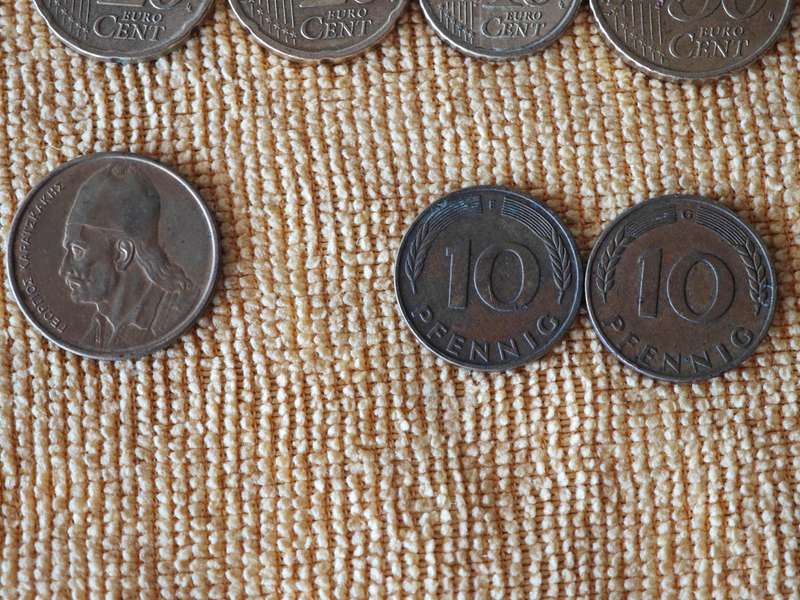 European Coins + Banknote (14 coins, 1 banknote)