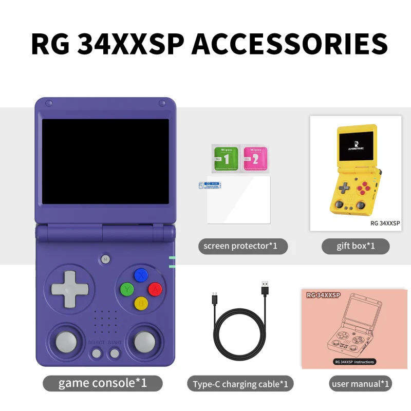 Anbernic RG 34XXSP Portable Retro Handheld Game Console 64GB Indigo
