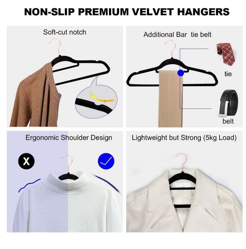 Gogooda velvet hangers ( Rose Gold)  Pack of 30