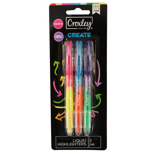 Croxley Create Liquid Highlighters Carded Card,Multicolor( Pack of 3)