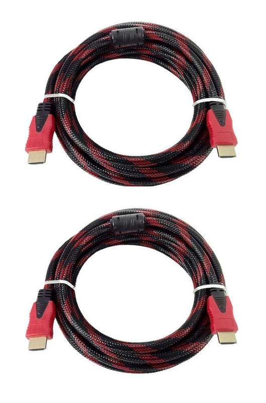 HDMi Cable Braided 5m - Black & Red - 2 Pack