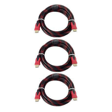 HDMi Cable Braided 5m - Black & Red - 3 Pack