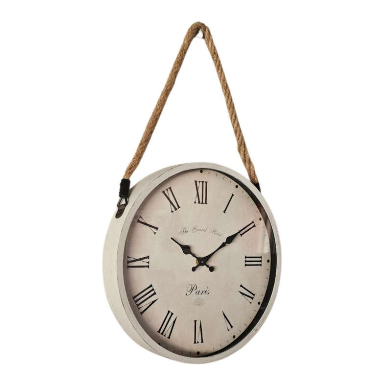 Rustic Rope Wall Hanging Clock - White
