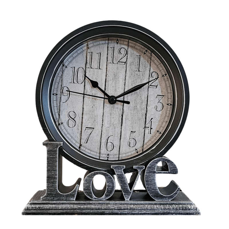 Retro Love Stand Analogue Clock - Grey