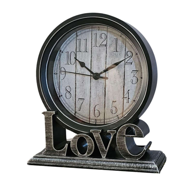 Retro Love Stand Analogue Clock - Grey