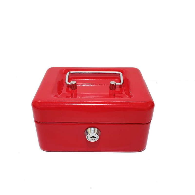 Cash Box - Small Metal with Lock & 2 Keys - Red
