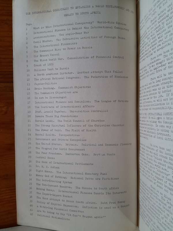The International Conspiracy to Establish a World Dictatorship and the Menace to South Africa