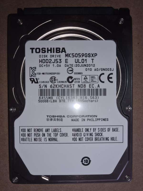 Toshiba 500GB HDD Hard Disk Drive 2.5 Inch