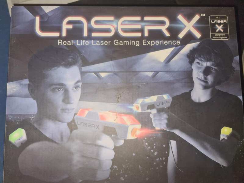 LASER X Two Player Laser Gaming Set, Multi, 2 Laser Units with 2 Arms Receiver - Laser Battle Fun!