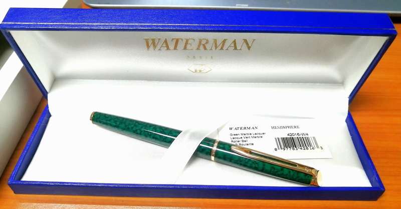 Waterman Green Marble Laquer Roller Ball pen