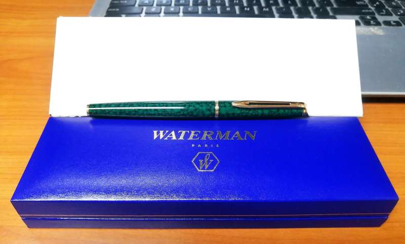 Waterman Green Marble Laquer Roller Ball pen