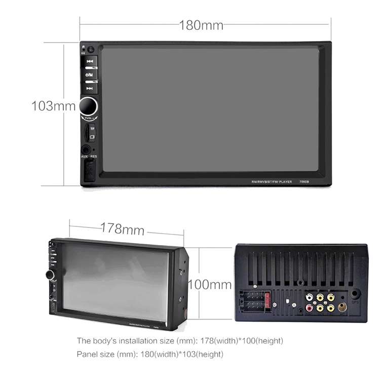 7" Touch Screen Car MP3/MP4 Video Player. Bluetooth, Handsfree, USB, SD, Aux, FM Radio