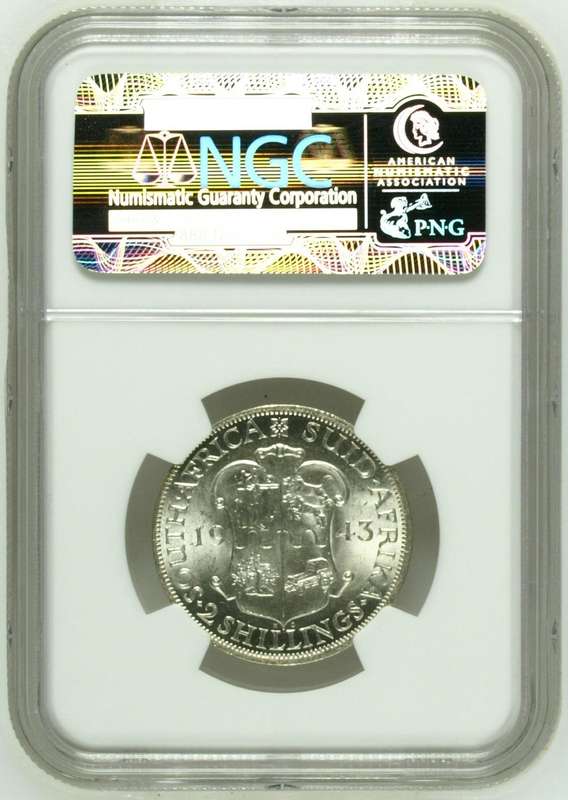 1943 Two Shilling NGC graded MS62 !!