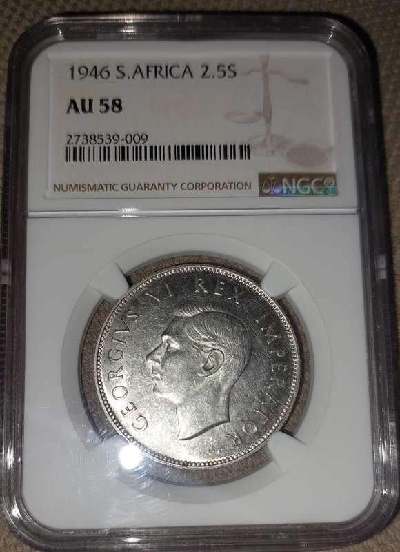 1946 Halfcrown NGC graded AU58!! A very scarce coin!