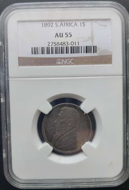 1892 1 shilling NGC graded AU55