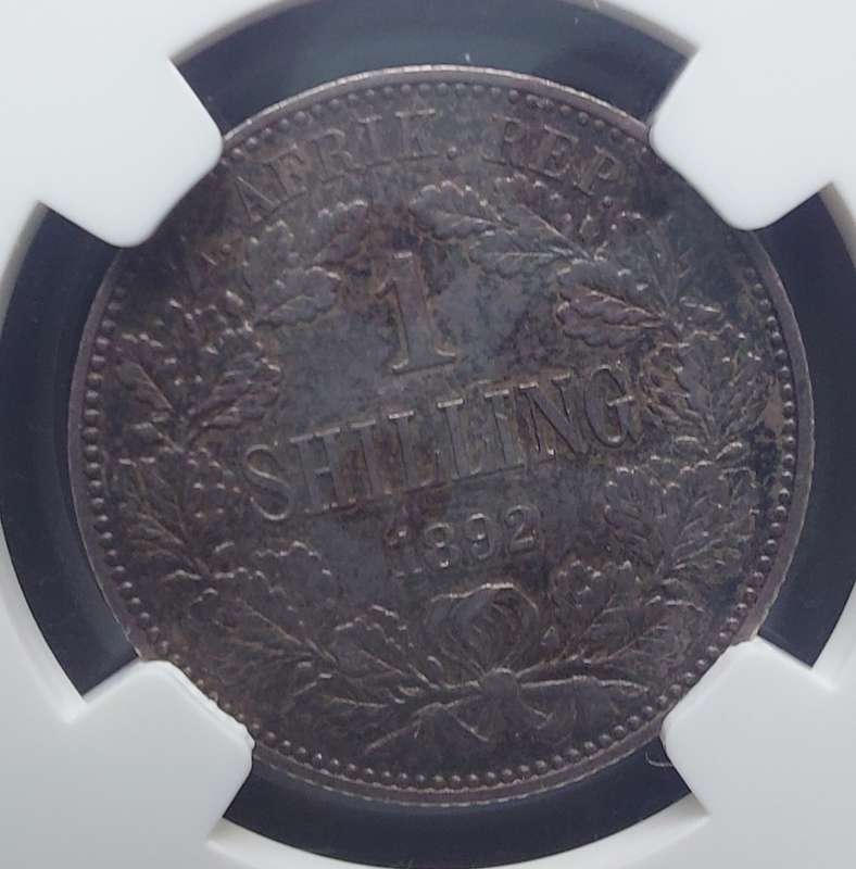 1892 1 shilling NGC graded AU55