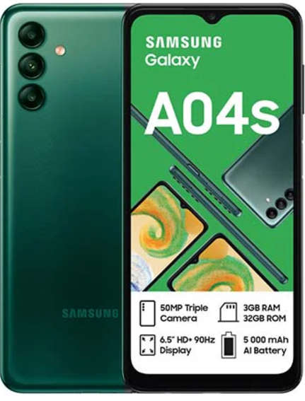 samsung galaxy A04s ( with screen protector and cover)