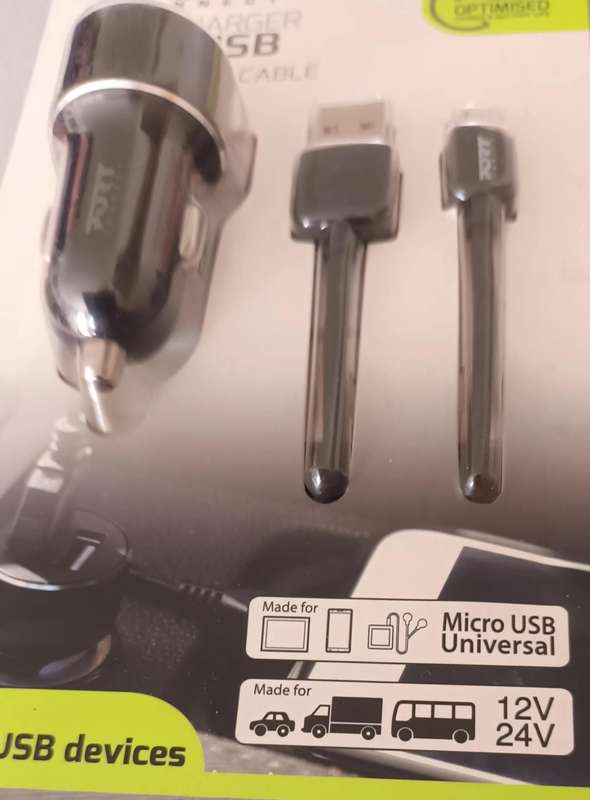 Car Charger. 2x USB. Micro-USB. New.