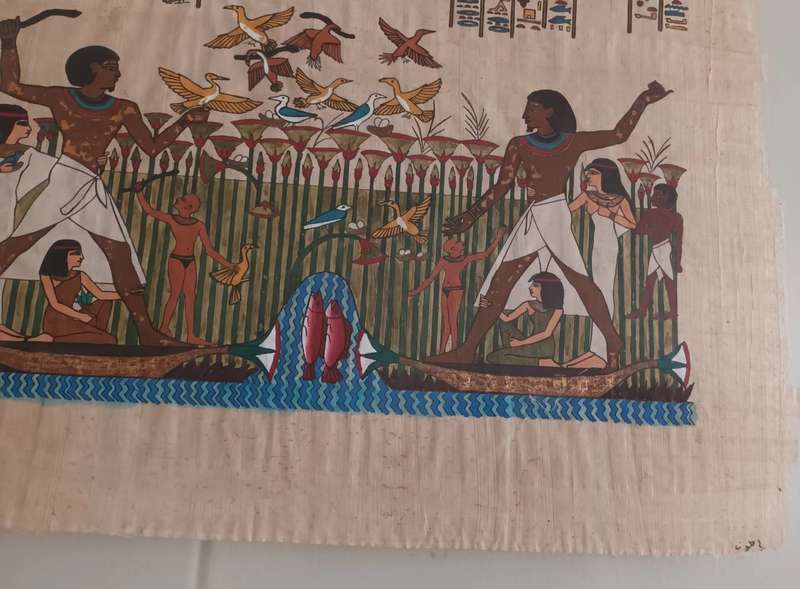 Authentic Hand Painted Egyptian Art on Papyrus. 64x52cm.