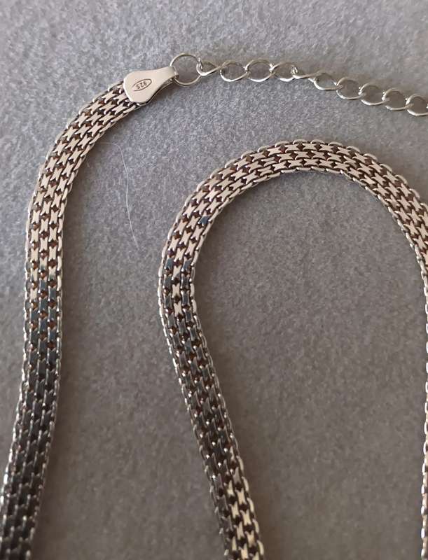 Exquisite Sterling Silver Italy Necklace. 9.3g. 50cm. Width 5mm.