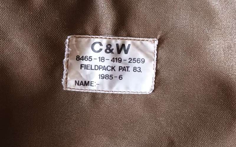 S.A.D.F PAT. 83 FIELDPACK. 1985-6