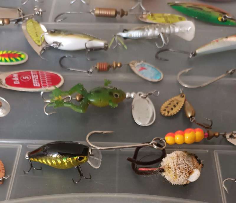 31 Piece Bass Spinning Lures in case.  Rapala and some good makes.