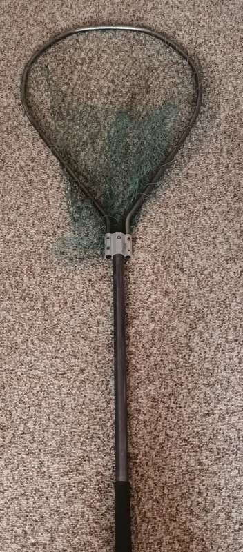 Fishing Landing net. Patched up. Still useable. Length 1.41m