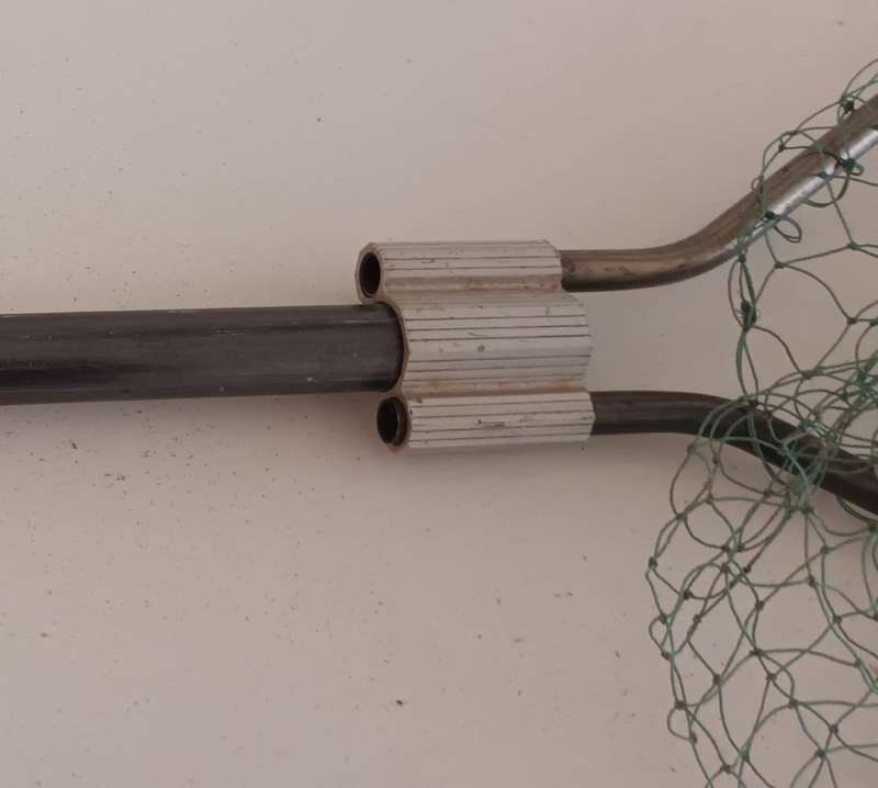 Fishing Landing net. Patched up. Still useable. Length 1.41m