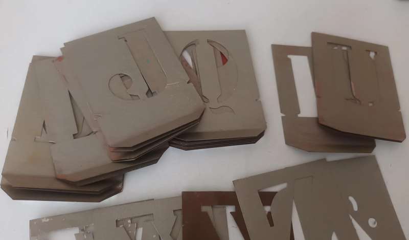 Vintage Aluminium Stencils. Alphabet. Ideal to paint address on dustbins.