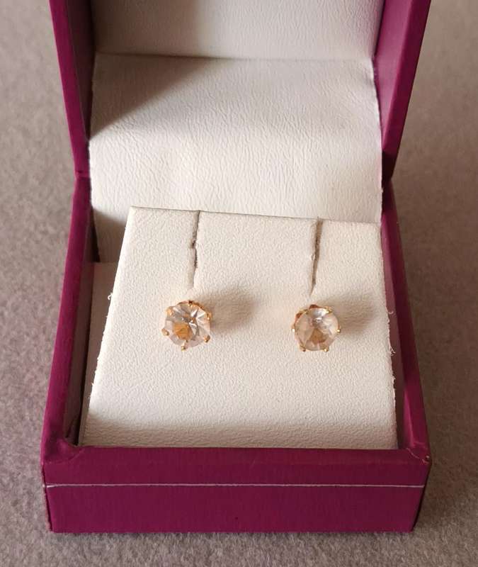 Gold Plated Stud CZ Earrings.